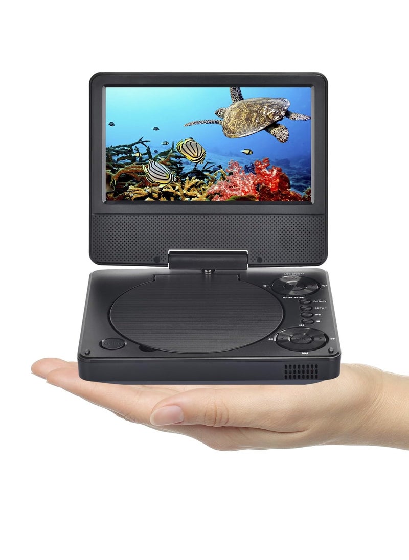 Kids DVD Player, Mini Portable Rotatable DVD Player, Large Swivel Screen Rechargeable Video Player, Double Stereo Speaker Design DVD Player For Kids Boys Girls, (1pc)