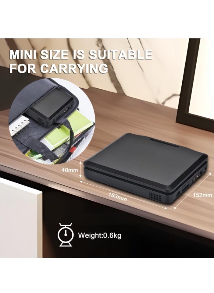 Kids DVD Player, Mini Portable Rotatable DVD Player, Large Swivel Screen Rechargeable Video Player, Double Stereo Speaker Design DVD Player For Kids Boys Girls, (1pc)