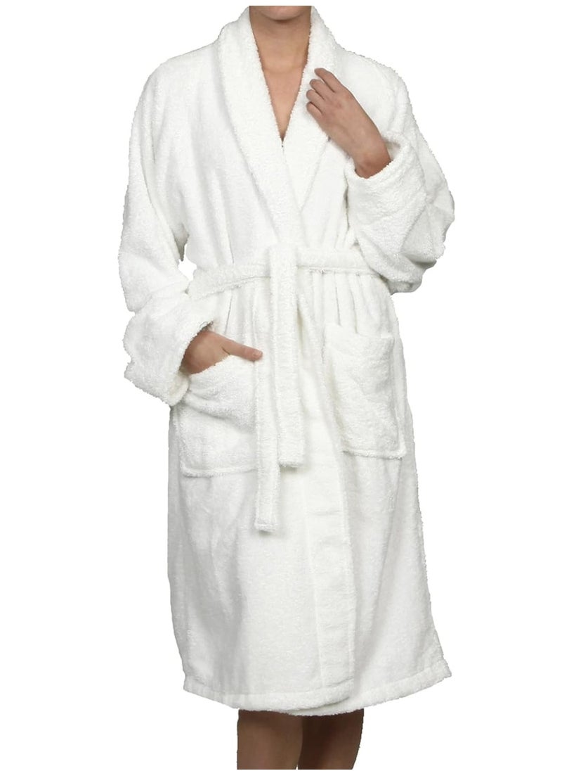 Luxurious Comfort Bathrobe, Unisex Bathrobe, Nightgown Home Clothes White