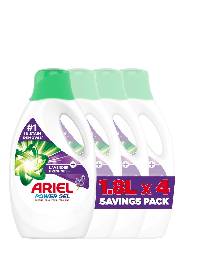 Ariel Laundry Detergent Lavender Freshness Power Gel, 1.8L Pack of 4