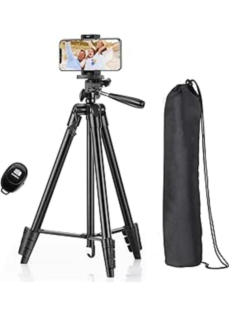 Phone Tripod Camera Tripod Stand 127cm/50in, Lightweight Tripod for iPhone, Portable Aluminum Mobile Tripod with Carry Bag, Travel Tripod with Remote for Vlogging