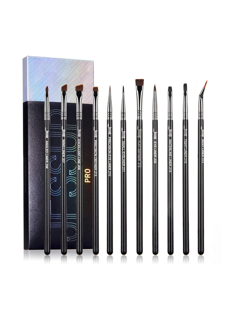 Jessup Eyeliner Brush Set, Professional Eye Liner Makeup Brushes 11pcs, Angled Flat Definer Ultra Fine Bent Pencil Point Eyeliner Brushes for Precision Liner, T324