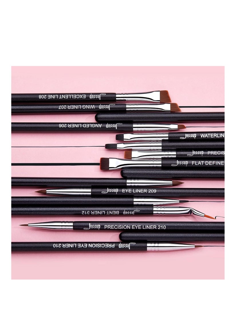 Jessup Eyeliner Brush Set, Professional Eye Liner Makeup Brushes 11pcs, Angled Flat Definer Ultra Fine Bent Pencil Point Eyeliner Brushes for Precision Liner, T324