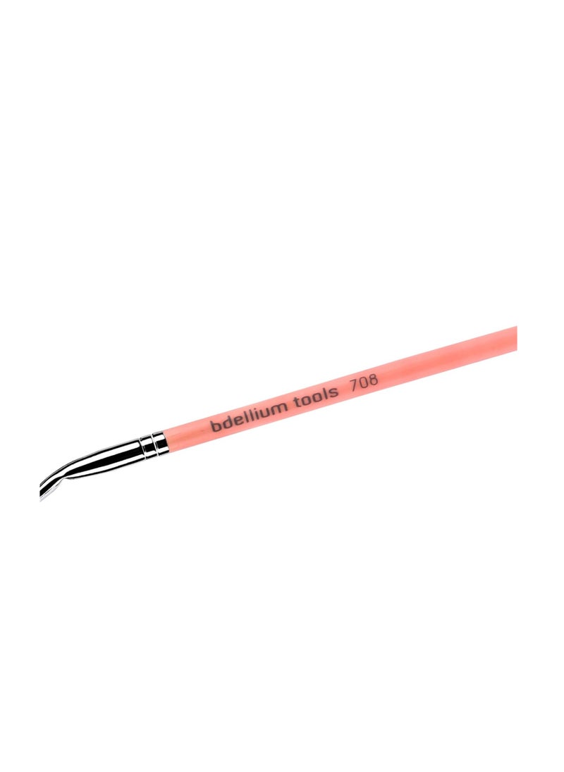 Bdellium Tools Professional Makeup Brush - Pink Bambu Series 708 Bent Eyeliner - With Soft Synthetic Fibers, For Smooth Application (Pink, 1pc)