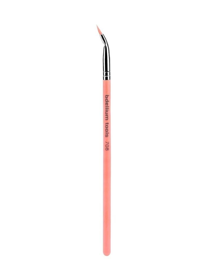 Bdellium Tools Professional Makeup Brush - Pink Bambu Series 708 Bent Eyeliner - With Soft Synthetic Fibers, For Smooth Application (Pink, 1pc)