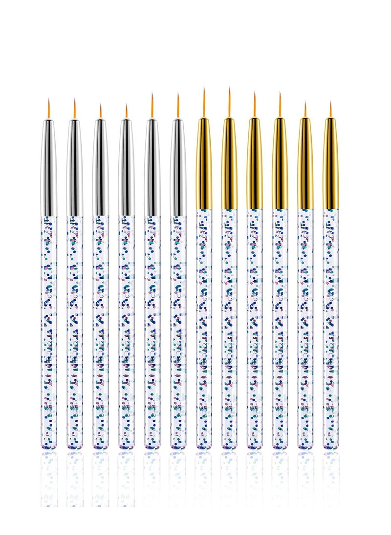 WLLHYF 12Pieces Eyeliner Brushes Fine Point Makeup Gel Eyeliner Brush Makeup Brush Applicators for Wet Powder Liquid Gel Eyeliner And Water Activated Eyeliner Makeup Tool