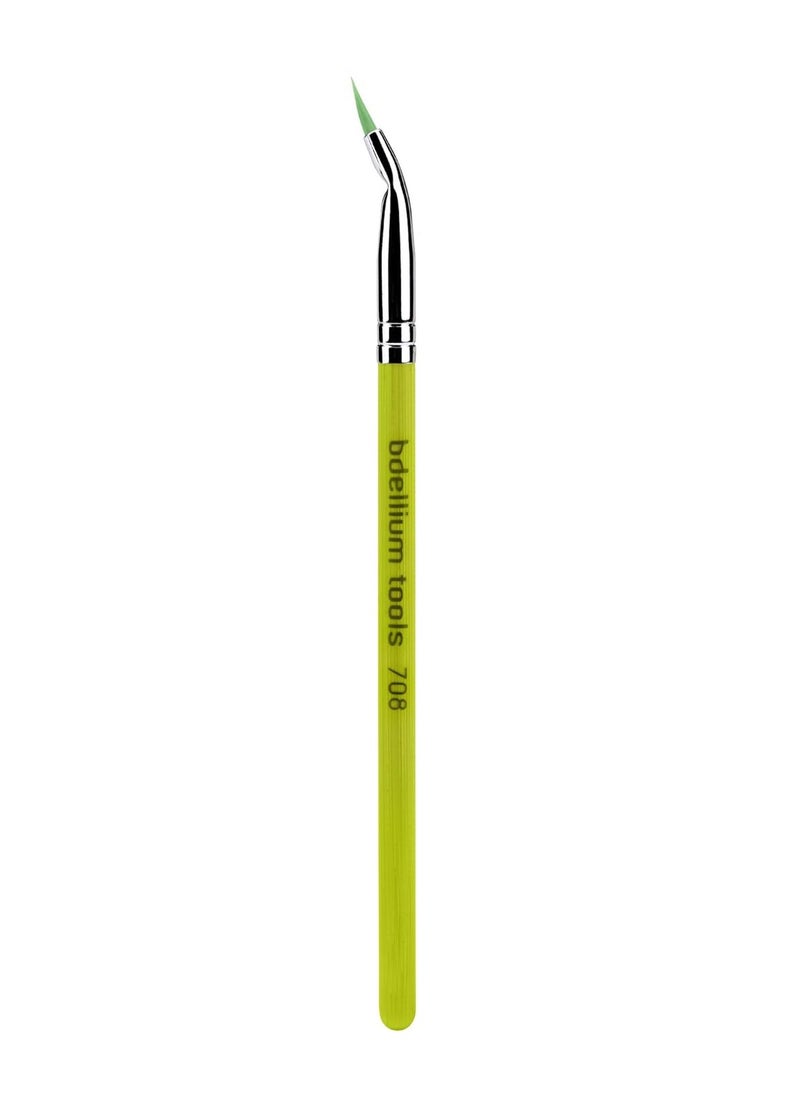 Bdellium Tools Professional Makeup Brush - Green Bambu Series 708 Bent Eyeliner - With Soft Synthetic Fibers, For Smooth Application (Green, 1pc)