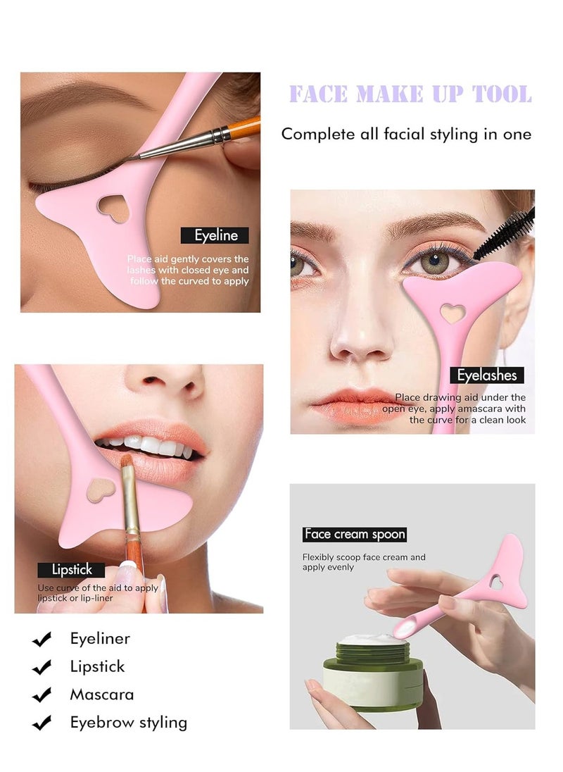 Slanted Ultra Thin Winged Eyeliner Brush Silicone Eye Liner Stencils Makeup Aid,Angled Eyeliner Brush Slanted-Small Thin Winged Liner Eyeshadow Eyebrow Tool (pink-3)