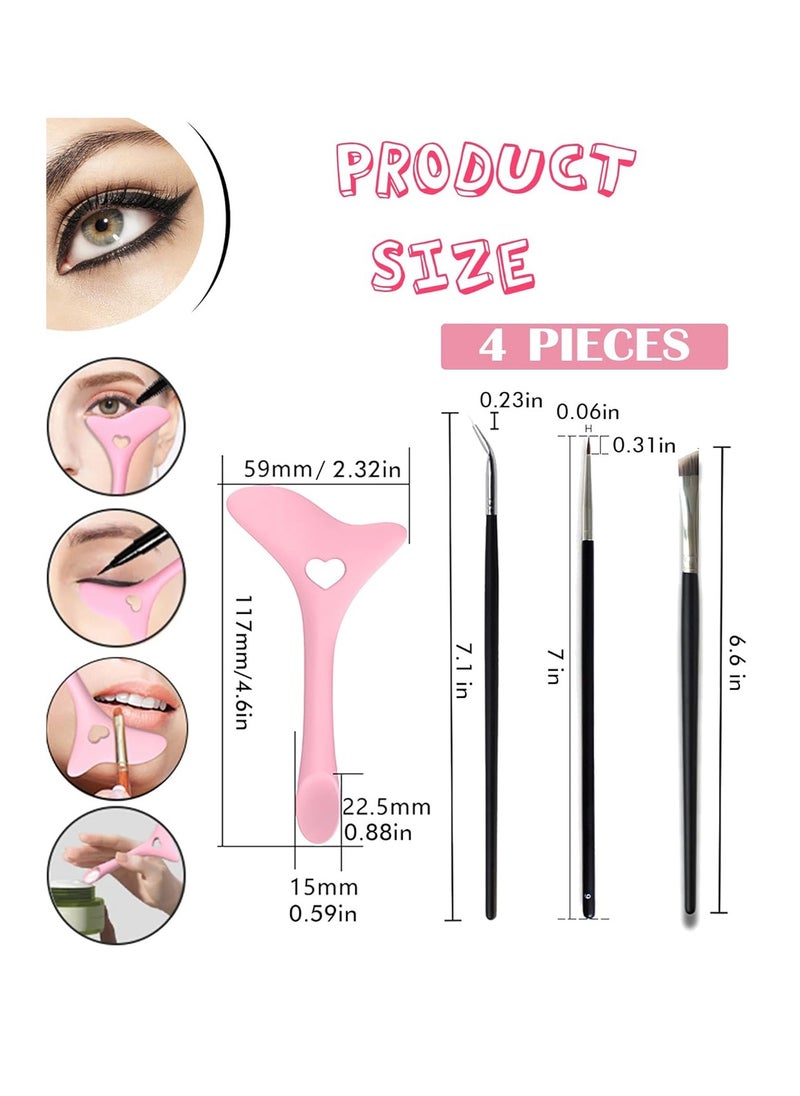 Slanted Ultra Thin Winged Eyeliner Brush Silicone Eye Liner Stencils Makeup Aid,Angled Eyeliner Brush Slanted-Small Thin Winged Liner Eyeshadow Eyebrow Tool (pink-3)