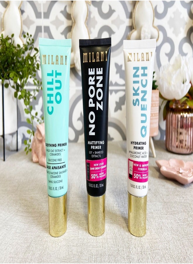 Milani Chill Out Soothing Face Primer - Silicone-Free Hydrating Formula with Wild Oat Extract - 30ml - Pre-Makeup Base for Smooth, Calm, and Refreshed Skin