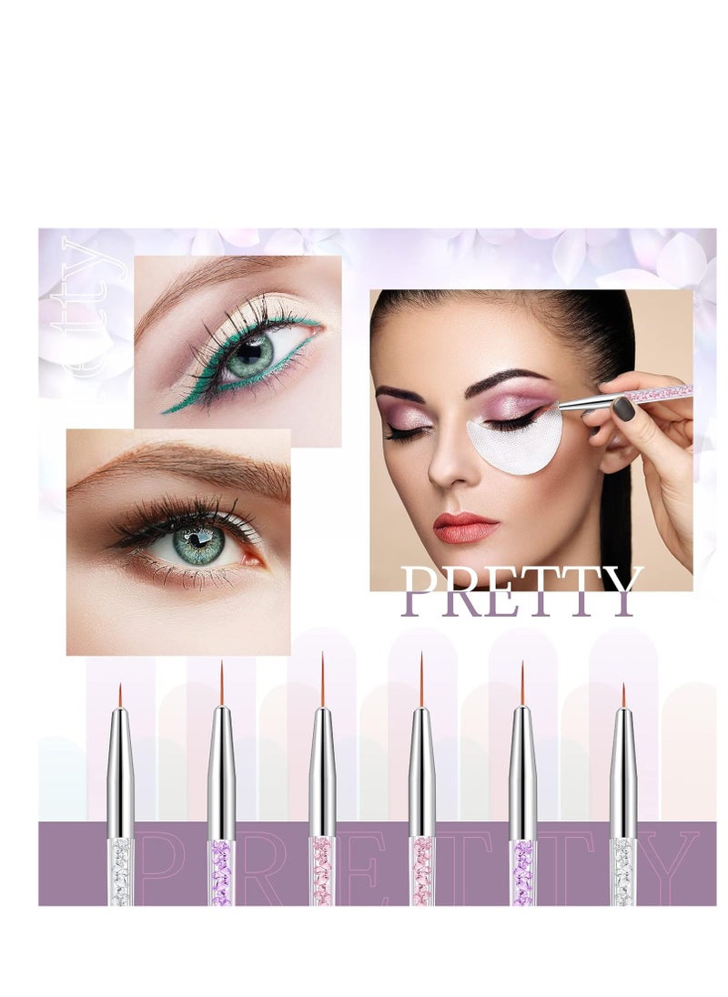 12 Pieces Makeup Brush Art Fine Point Eyeliner Brush Cosmetic Gel Eyeliner Brush Graphic Eyeliner Brush Applicator for Wet Powder Liquid Gel Eyeliner