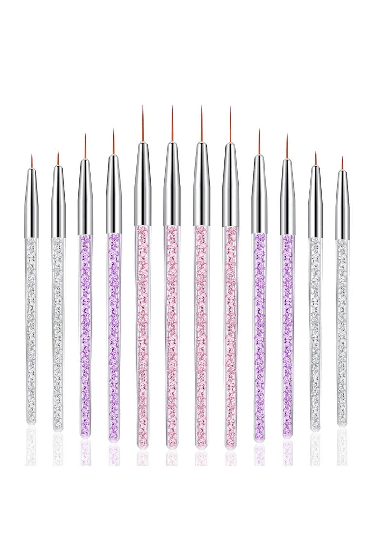 12 Pieces Makeup Brush Art Fine Point Eyeliner Brush Cosmetic Gel Eyeliner Brush Graphic Eyeliner Brush Applicator for Wet Powder Liquid Gel Eyeliner