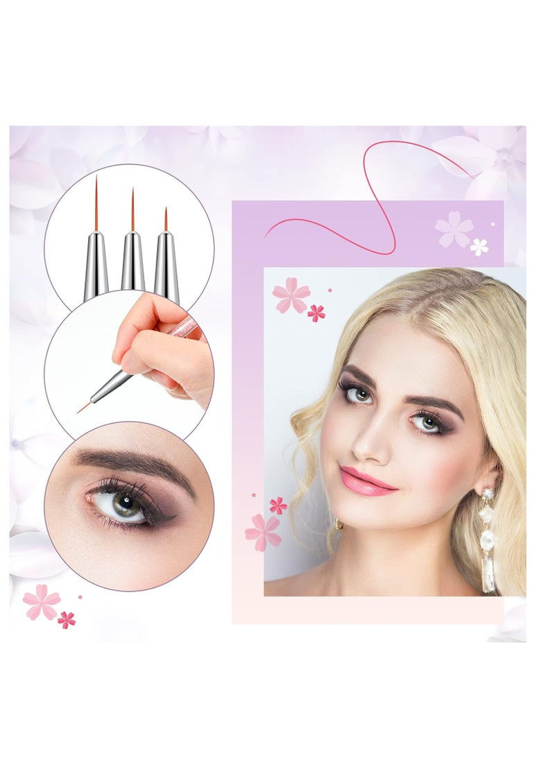 12 Pieces Makeup Brush Art Fine Point Eyeliner Brush Cosmetic Gel Eyeliner Brush Graphic Eyeliner Brush Applicator for Wet Powder Liquid Gel Eyeliner