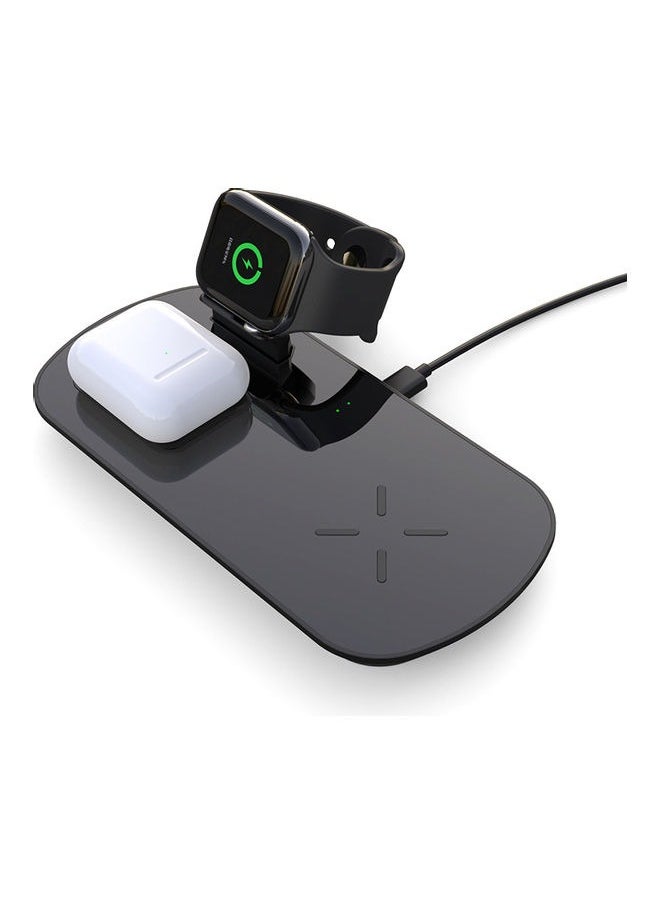 3-in-1 Wireless Charging Station For Apple Watch/ Earbuds/ Smartphone.