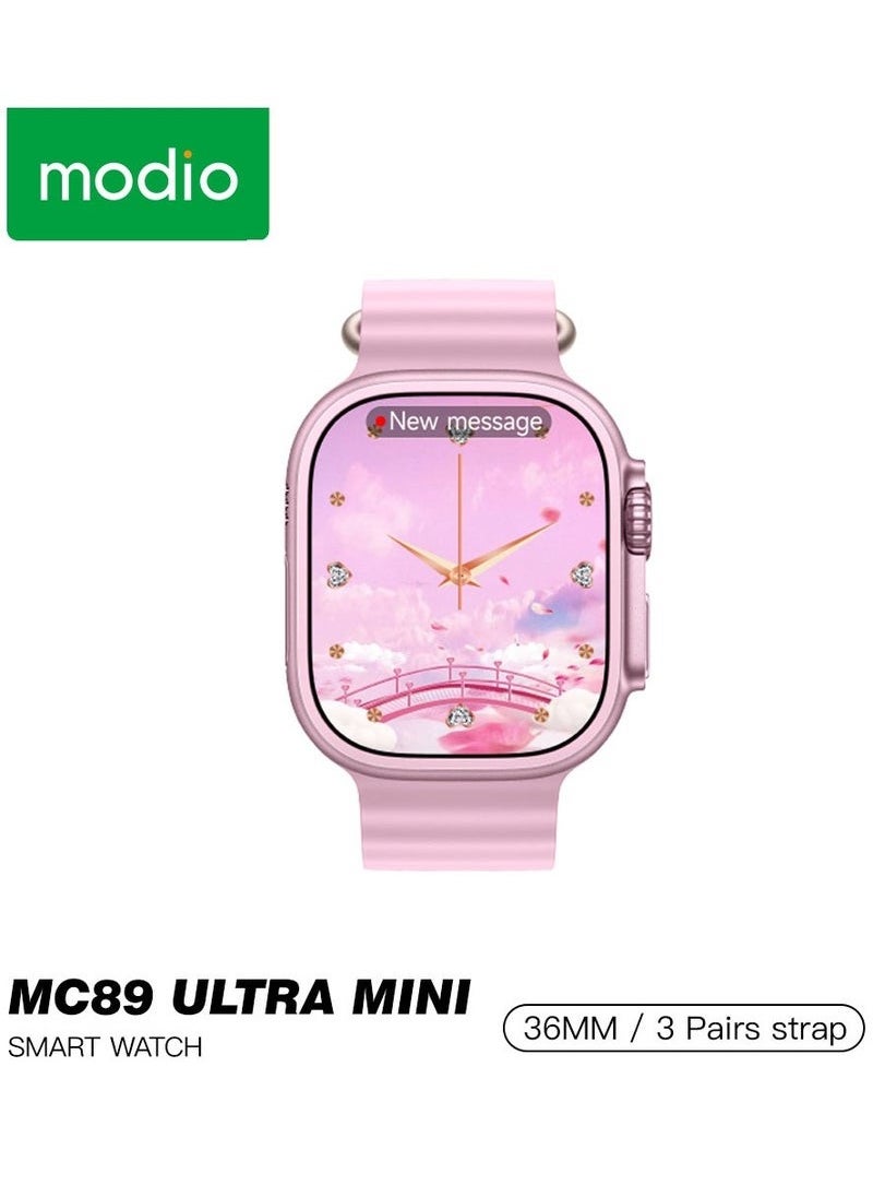 Modio MC 89 Ultra Mini Exclusive Design Two Ladies Watch with Fancy Ornaments Combo Pink