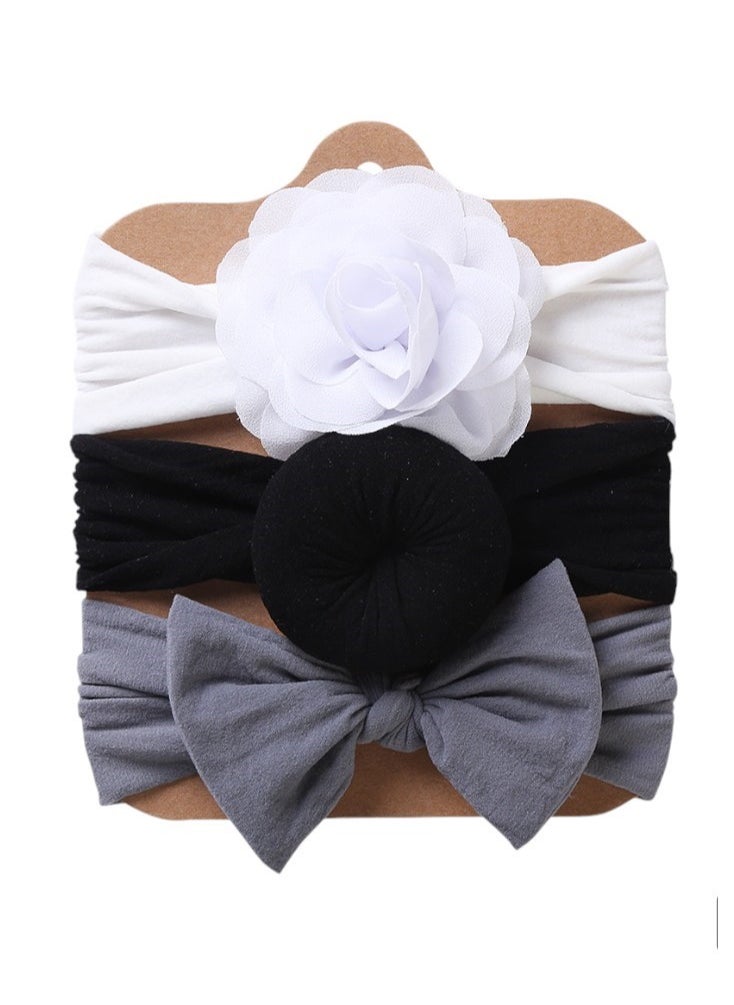 Bambimici - Aya Assorted Cute Soft Turban for Babies - White, Black, Grey