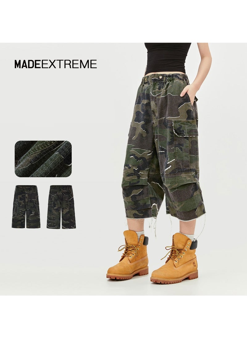 MADEEXTREME Vintage Washed Distressed Cropped Shorts