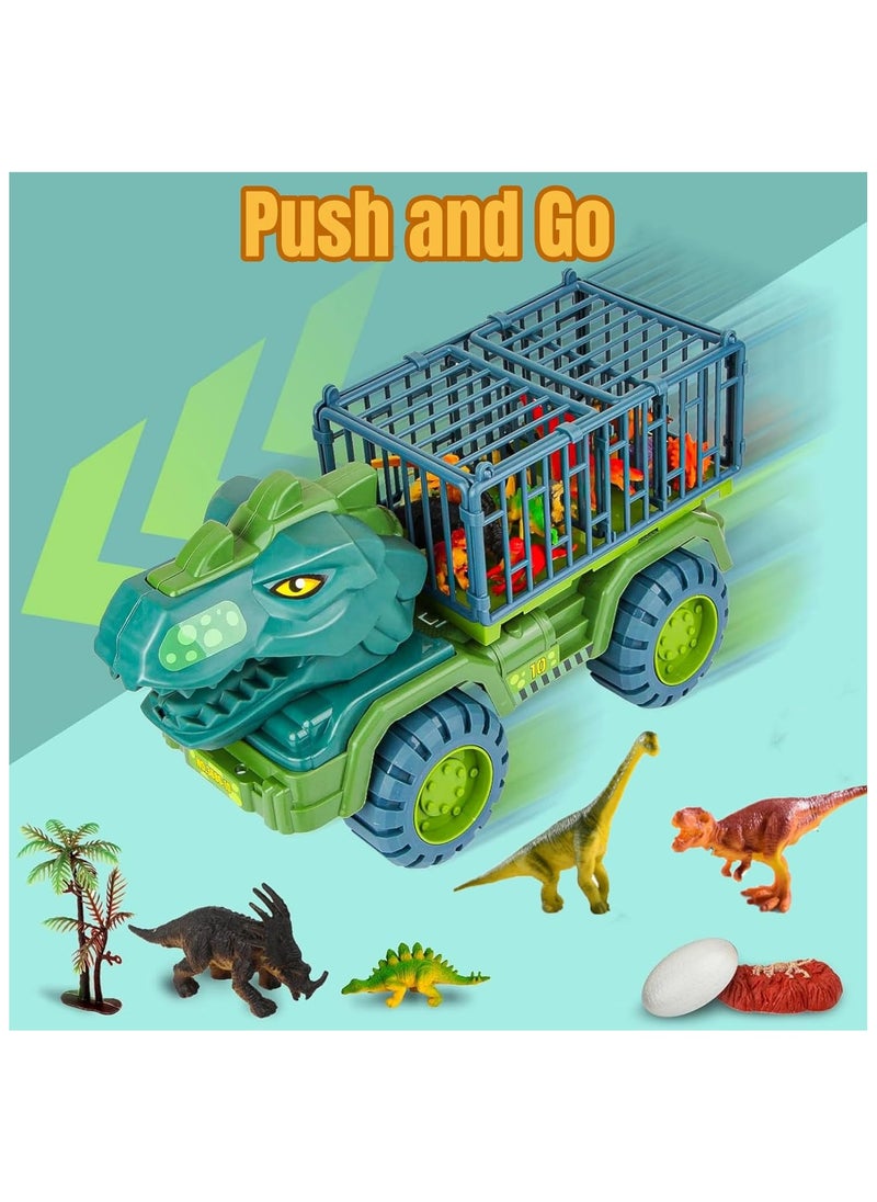 Dinosaur Truck, Dinosaur Transport Car Carrier Truck with Dinosaur Toys, Friction Powered Cars, Dino Car Playset Toys for Boys and Grils