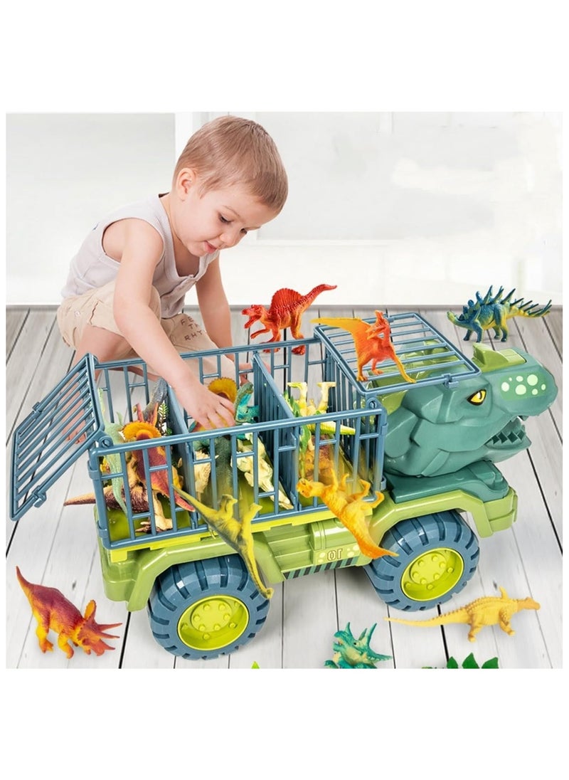 Dinosaur Truck, Dinosaur Transport Car Carrier Truck with Dinosaur Toys, Friction Powered Cars, Dino Car Playset Toys for Boys and Grils