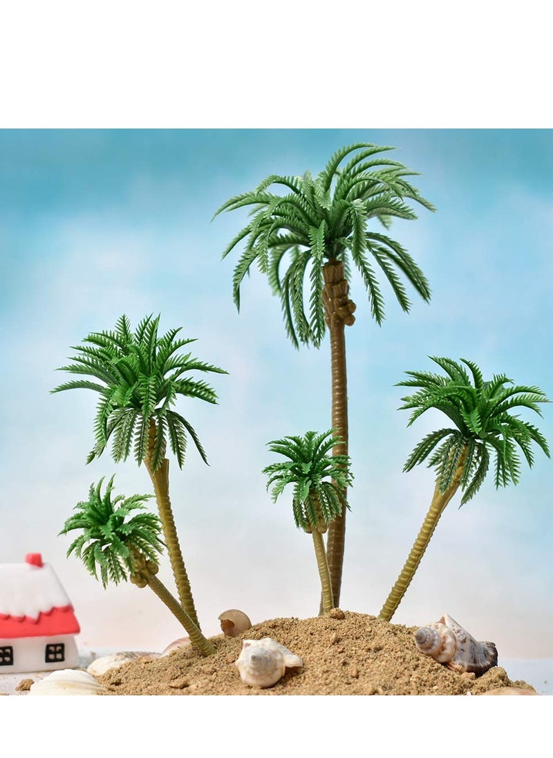 Miniature Palm Tree Model Set - 18PCS Mixed Sizes (3.1 - 6.3), Fake Plastic Trees without Stands for DIY Scenery, Landscape, Cake Decoration