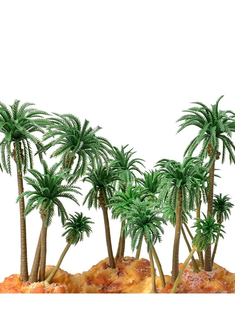 Miniature Palm Tree Model Set - 18PCS Mixed Sizes (3.1 - 6.3), Fake Plastic Trees without Stands for DIY Scenery, Landscape, Cake Decoration