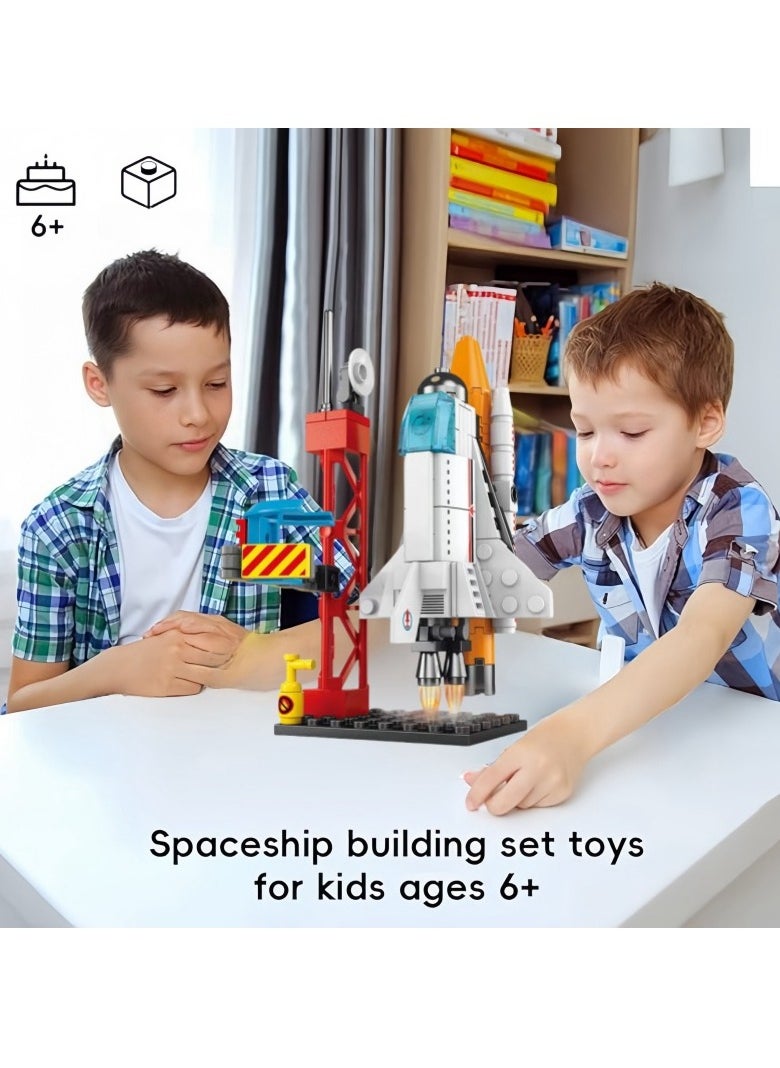 Building blocks space rocket launch pad space capsule space station puzzle assembly small particles science education boy