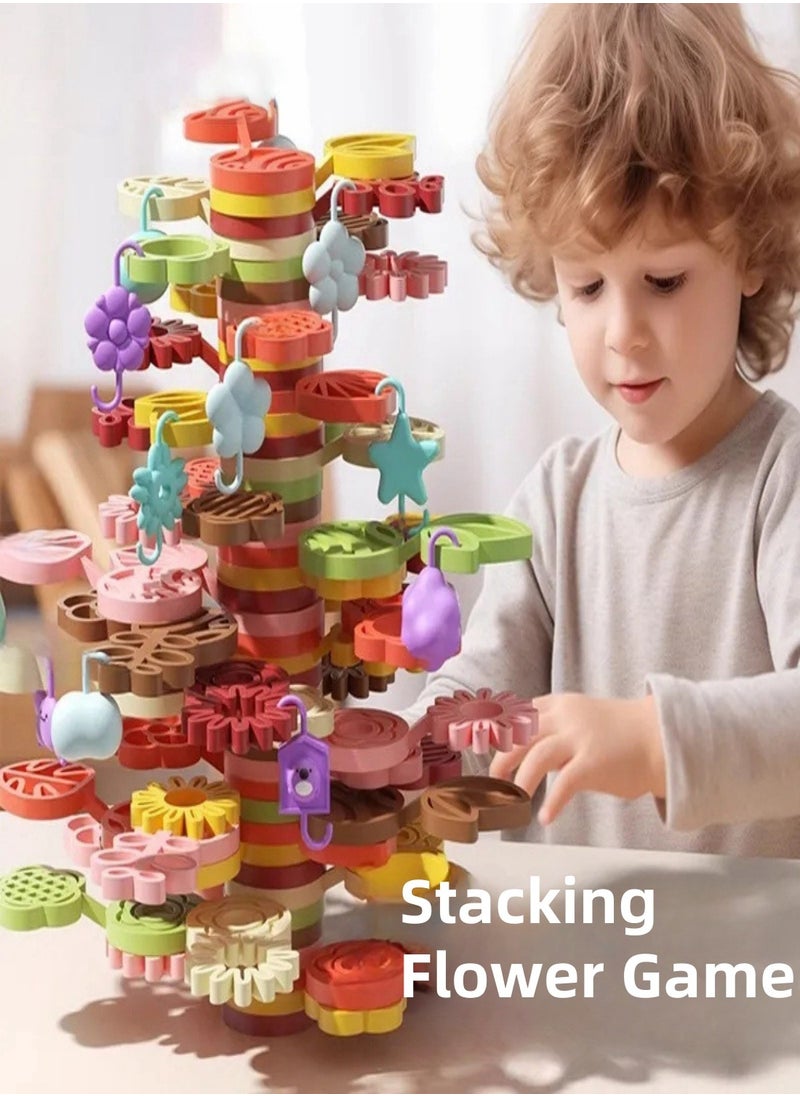 Building 35 Pcs Set of Flower, Stacking Game,Encourages Creative Construction, Promotes Educational Brain Development, Stimulates Imagination, STEM Toy for Kids 2+ Years,Party Game