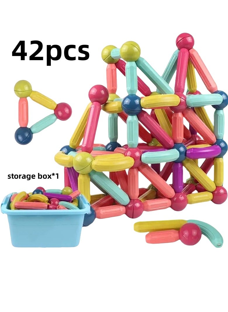 42 PCS Magnetic Building Toys for Kids, Magnet Blocks Sticks u0026 Ball Creativity Game,  Development Kit for Preschool Girls,Boys Ideal Gift Set