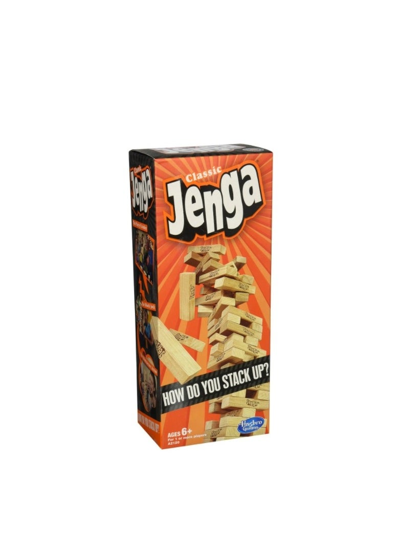 Classic Jenga Game With Genuine Hardwood Blocks, Jenga Stacking Tower Game For Kids Ages 6 And above 8.1x8.1x28cm