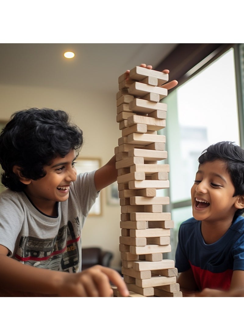 Classic Jenga Game With Genuine Hardwood Blocks, Jenga Stacking Tower Game For Kids Ages 6 And above 8.1x8.1x28cm