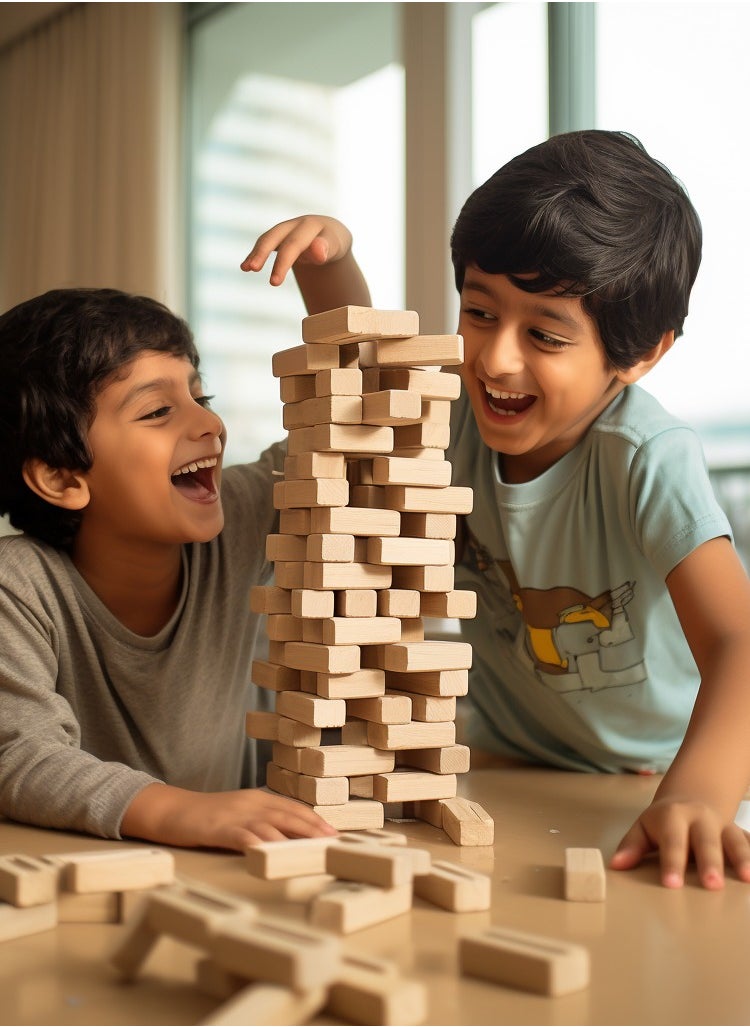 Classic Jenga Game With Genuine Hardwood Blocks, Jenga Stacking Tower Game For Kids Ages 6 And above 8.1x8.1x28cm