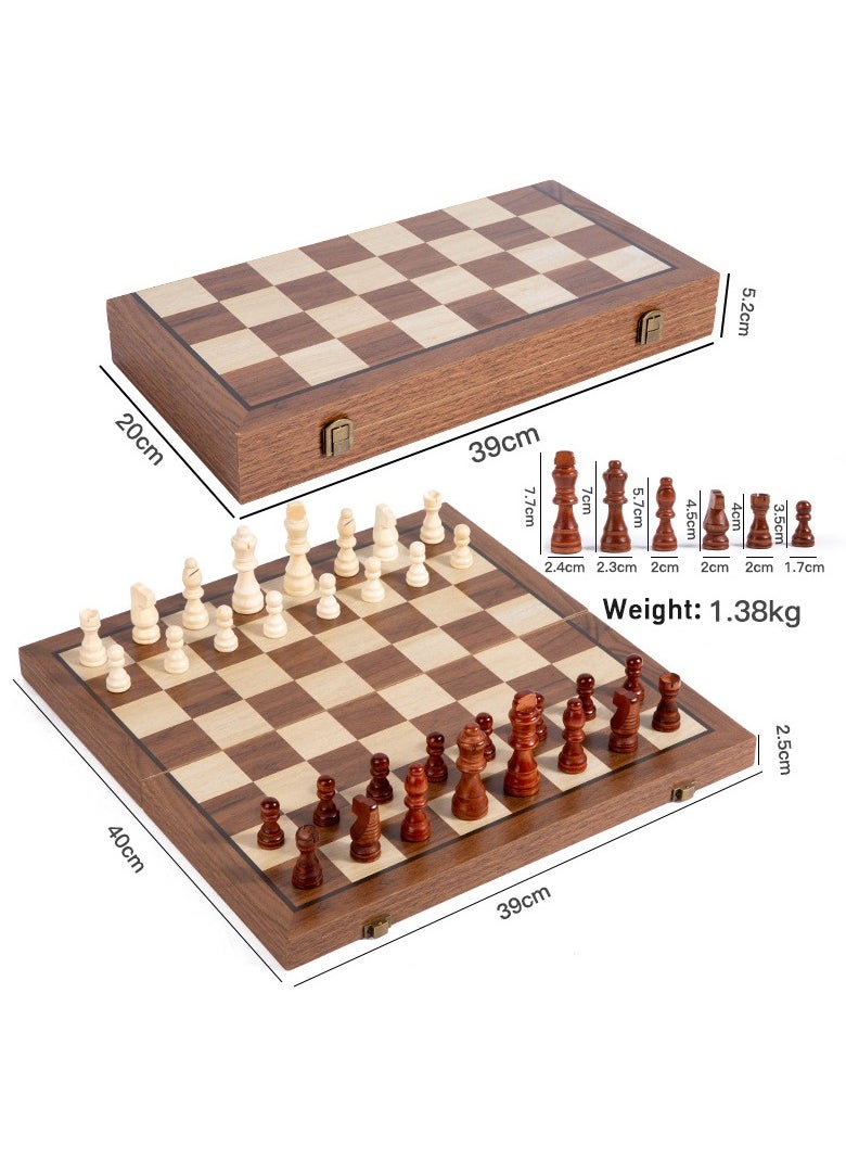 Magnetic Wooden Chess Checkers Set for Kids and Adults