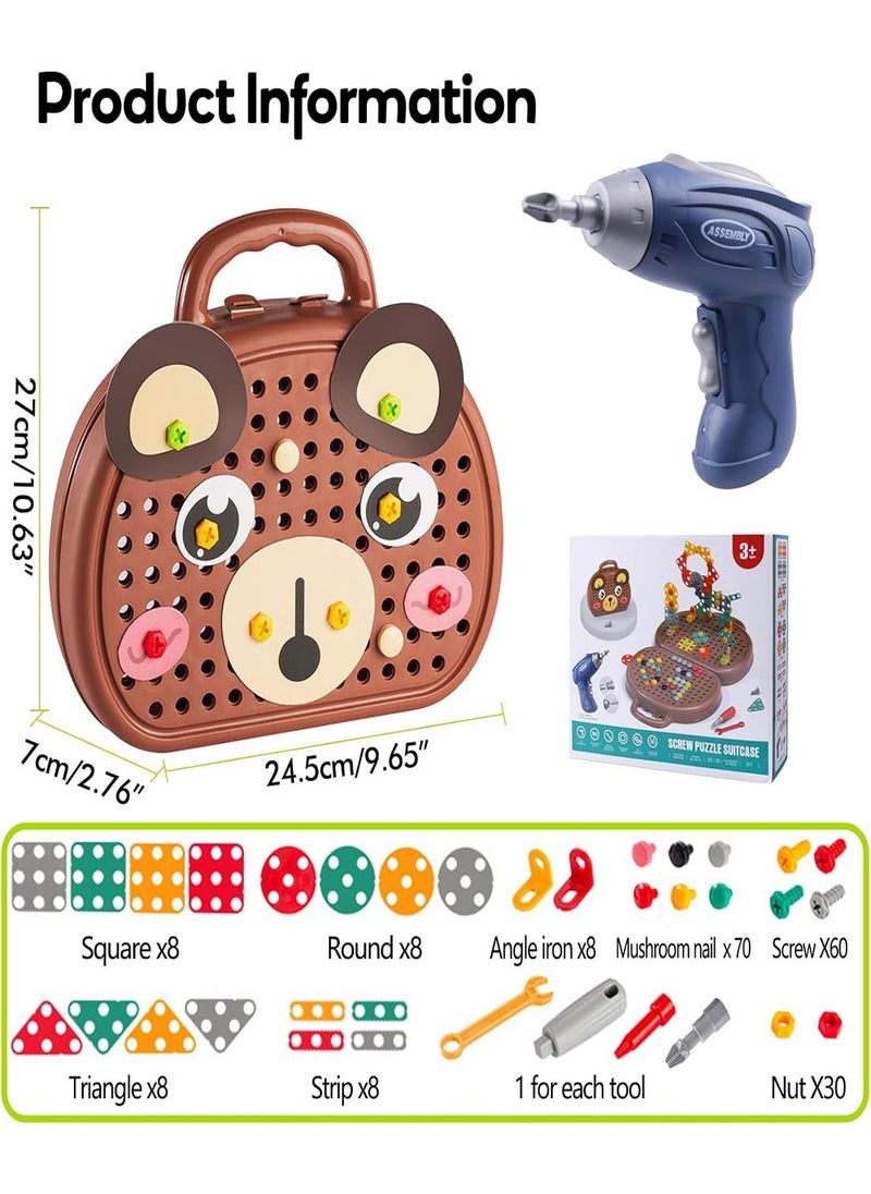 204-Piece Kids Drill Toy Set, Construction Engineering Building Block Games with Toy Drill u0026 Screw Driver Tool Set, Stem Learning Toys for Boys Girls