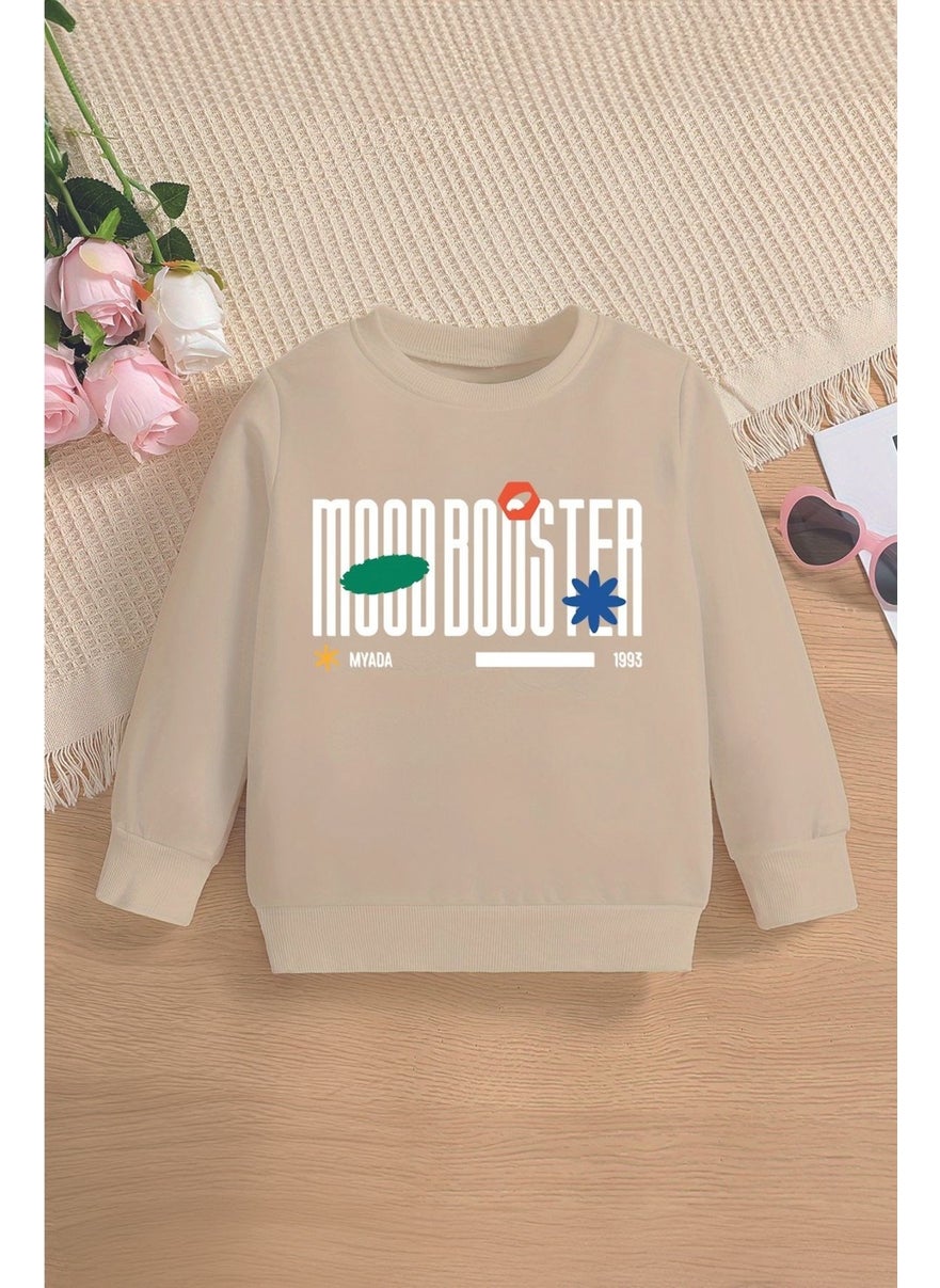 Moodbooster 1993 Printed Oversize Hooded Kids Sweatshirt with Polar Fleece Inside 15640