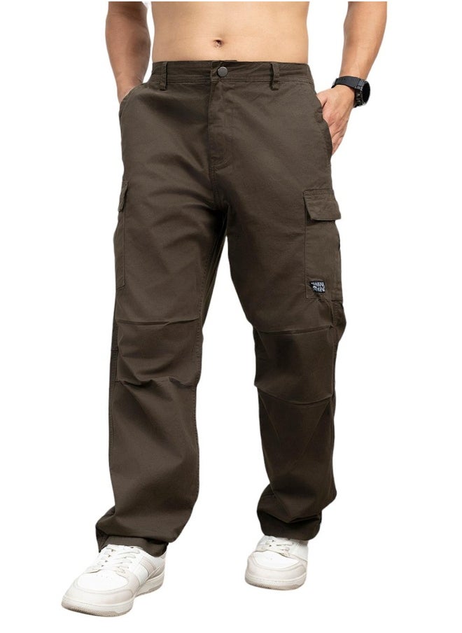 Men Dark Olive Trousers