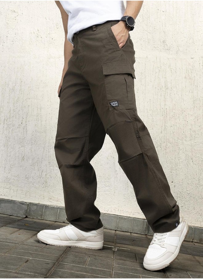 Men Dark Olive Trousers