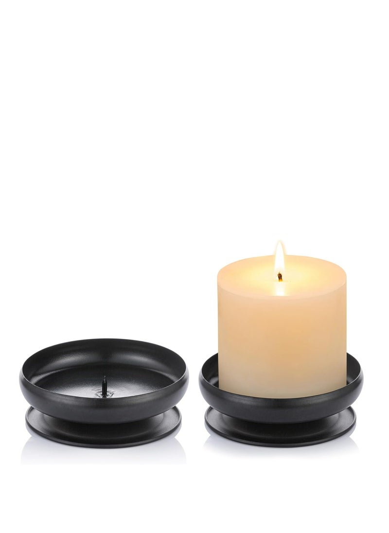 Set of 2 Black Iron Pillar Candle Holders for Wax or LED Candle Gardens Party and Spa