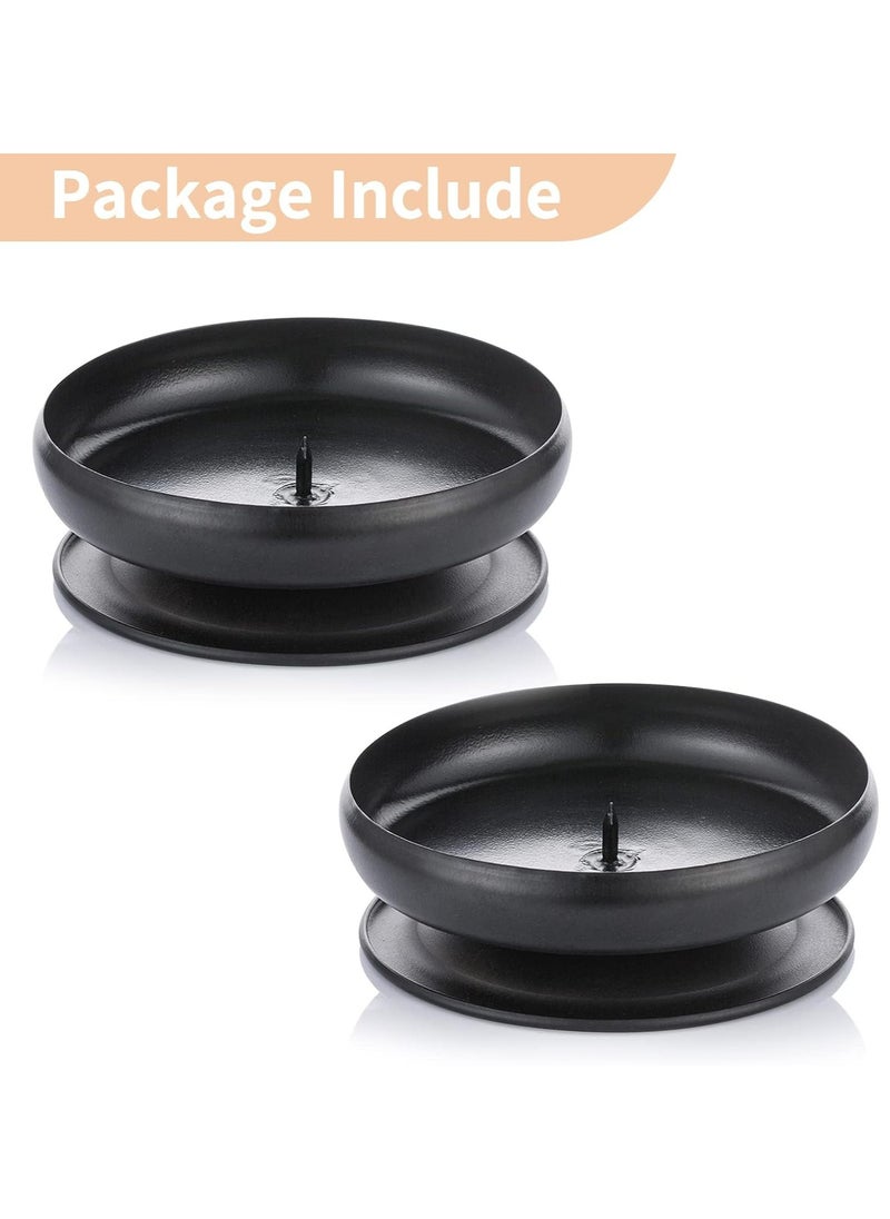 Set of 2 Black Iron Pillar Candle Holders for Wax or LED Candle Gardens Party and Spa