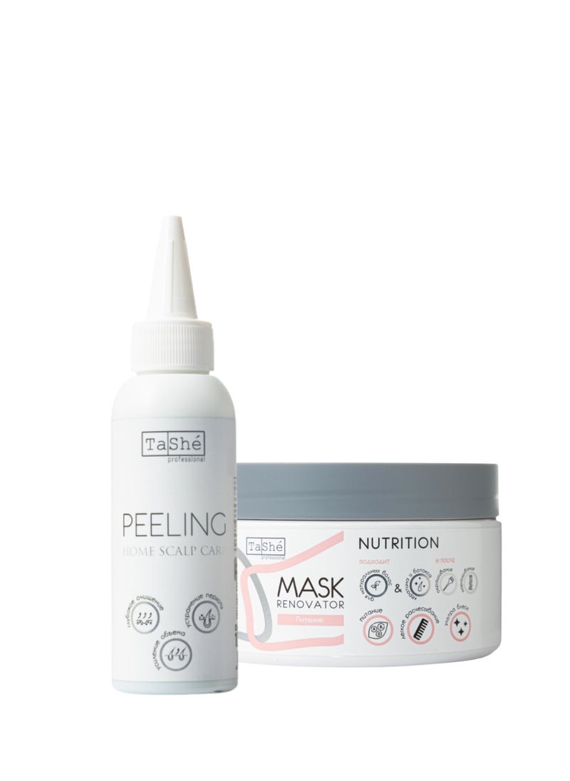 Peeling Gel Shampoo & Exfoliating Vitamin Mask | Deep Cleansing & Scalp Nourishment Kit, 2x300ml