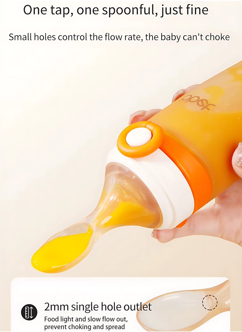 Twisoo Silicone Baby Food Feeder Bottle - 120ML, BPA-Free, Squeeze Feeder for Semi-Solid Foods, Cereals & Purees, Anti-Colic, Gray