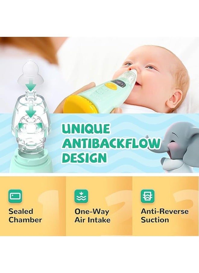 Baby Nasal Aspirator, Electric Nose Suction with 3Pcs Silicone Nose Tips, 3 Levels of Suction, Music Soothing Function Rechargeable Portable for Newborns, Toddlers, Clear Nasal Congestion