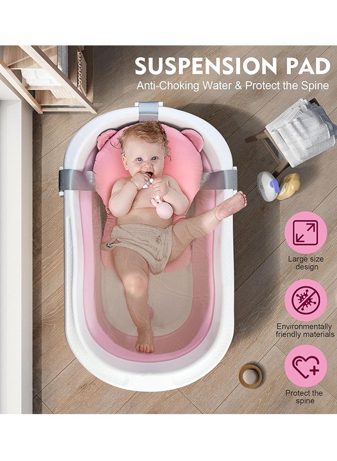 Baby Bathtub,Baby Bath Tub with Soft Cushion & Thermometer,Baby Bathtub Newborn to Toddler 0-36 Months,Portable Travel Baby Tub, Pink