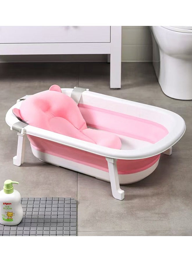 Baby Bathtub,Baby Bath Tub with Soft Cushion & Thermometer,Baby Bathtub Newborn to Toddler 0-36 Months,Portable Travel Baby Tub, Pink