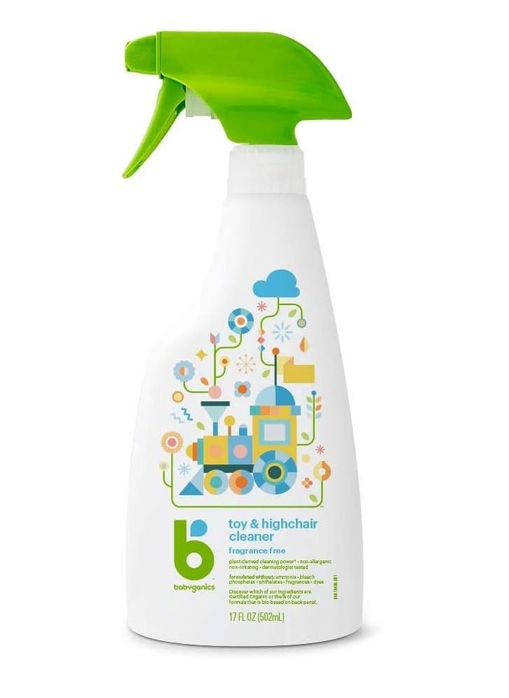 Toy & Highchair Cleaner Spray, Fragrance Free, 17oz Spray Bottle