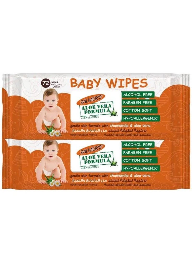 Cotton Soft Baby Wipes Aloe Vera Formula 72 Pcs Pack