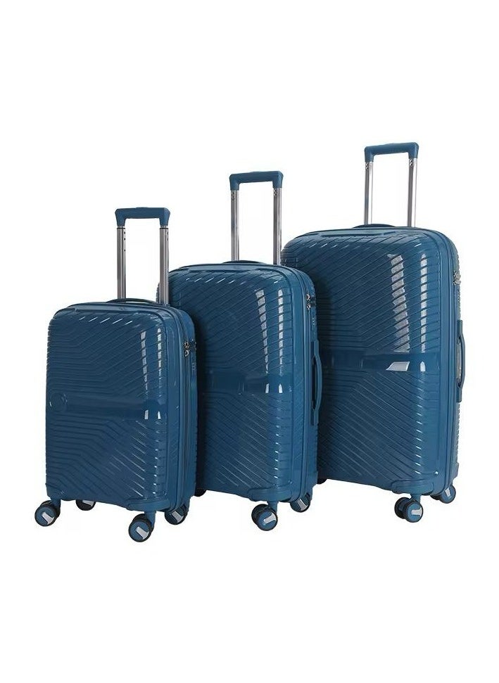 3-Piece Polypropylene Luggage Set – Durable, Lightweight & Unbreakable with 360° Spinner Wheels & Anti-Theft Locking for Stress-Free Travel (28