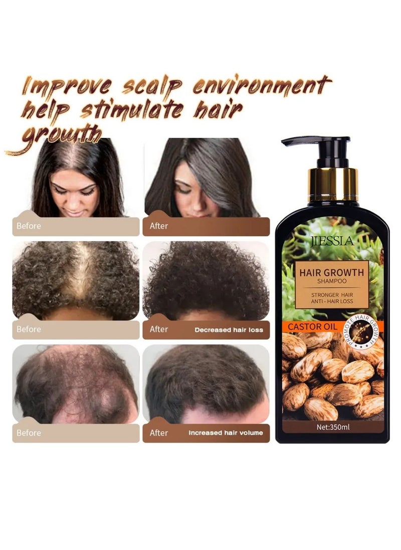 350ml Castor Oil Hair Growth Shampoo for Hair Growth and Increase Thickness Repair Dry and Damaged Hair Anti Hair Loss Shampoo Strengthens Hydrates Prevent Hair Breakage Castor Oil Shampoo