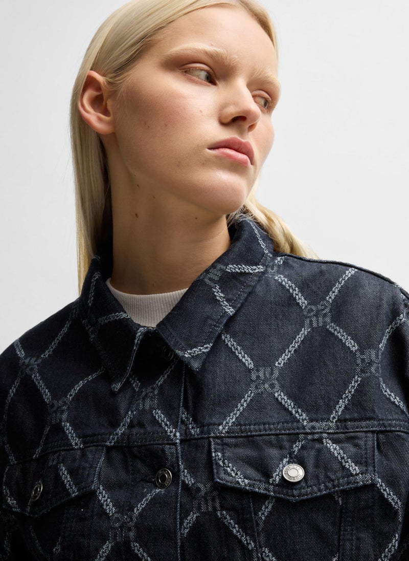 Cropped trucker jacket with stacked-logo motif