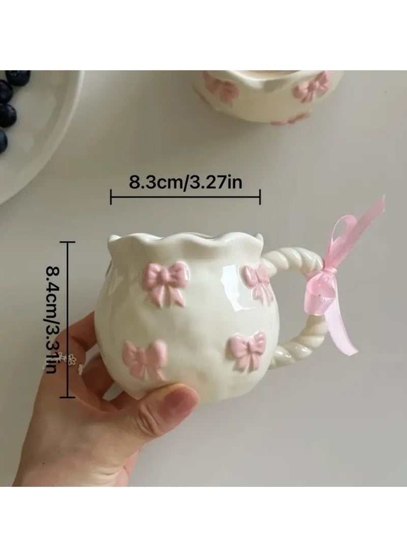 1pc Handmade Irregular Bow Ceramic Mug Little Bow