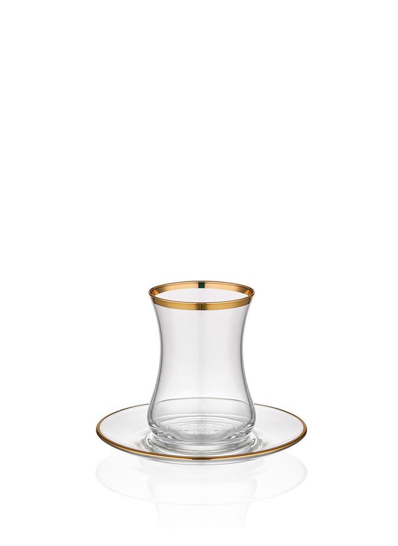 Dalia Gold Glass Tea Set for 6 People